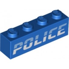 LEGO kocka 1x4 'POLICE' felirat mintával, kék (1414)